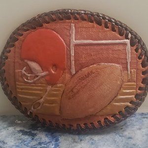 Football Belt Buckle- Leather - Vintage - Unique!